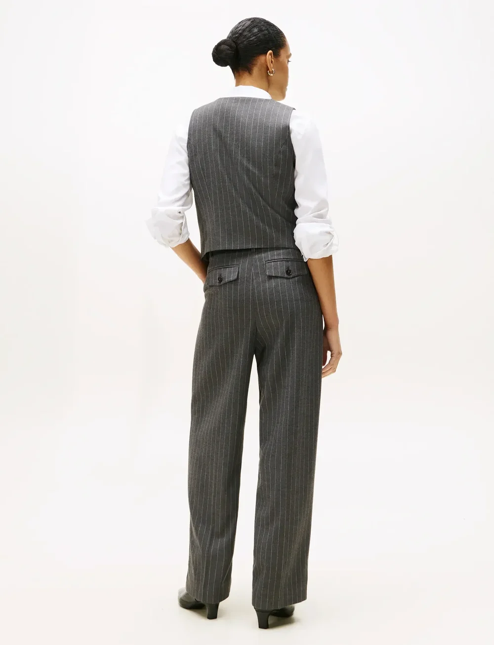 Tommy Hilfiger - PINSTRIPE TAILORED VEST - kostymvästar - mid grey heather pinstripe - 3