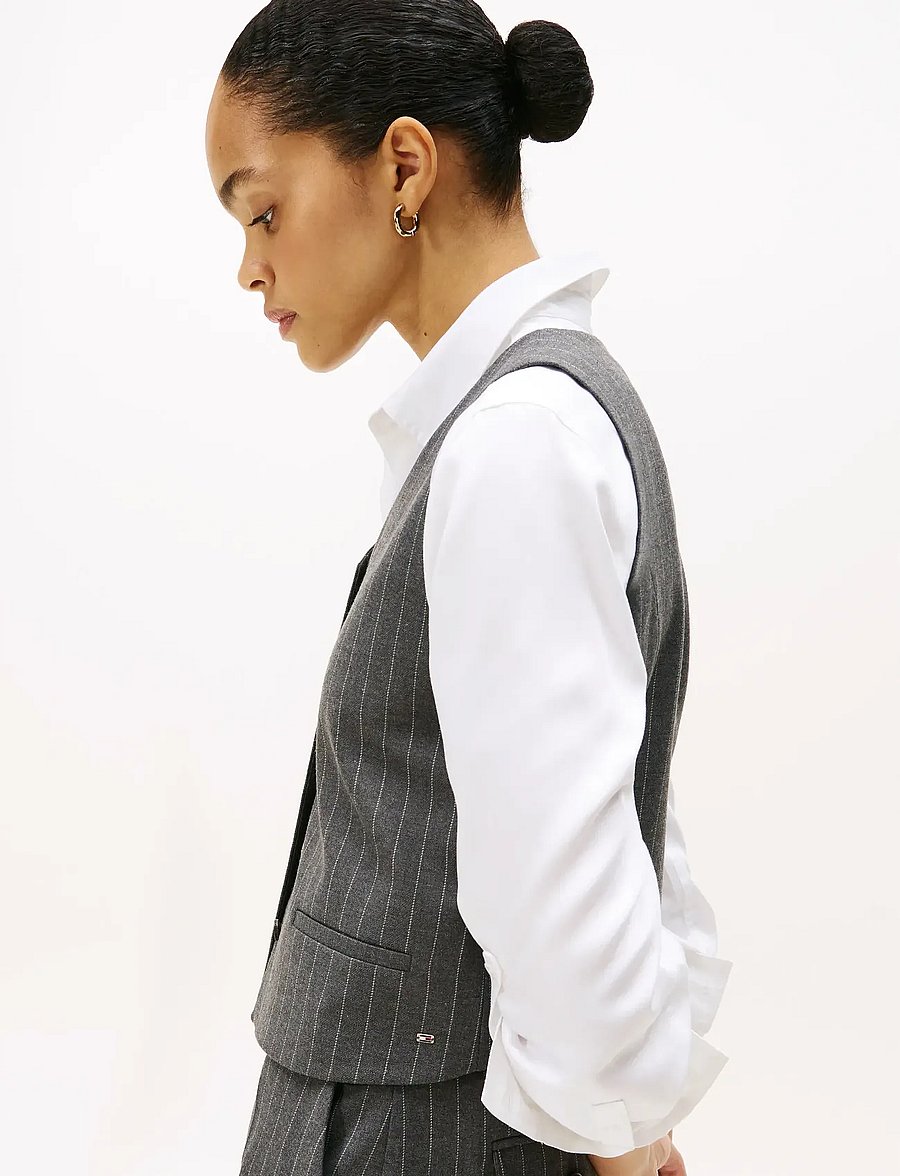 Tommy Hilfiger - PINSTRIPE TAILORED VEST - gilets - mid grey heather pinstripe - 4