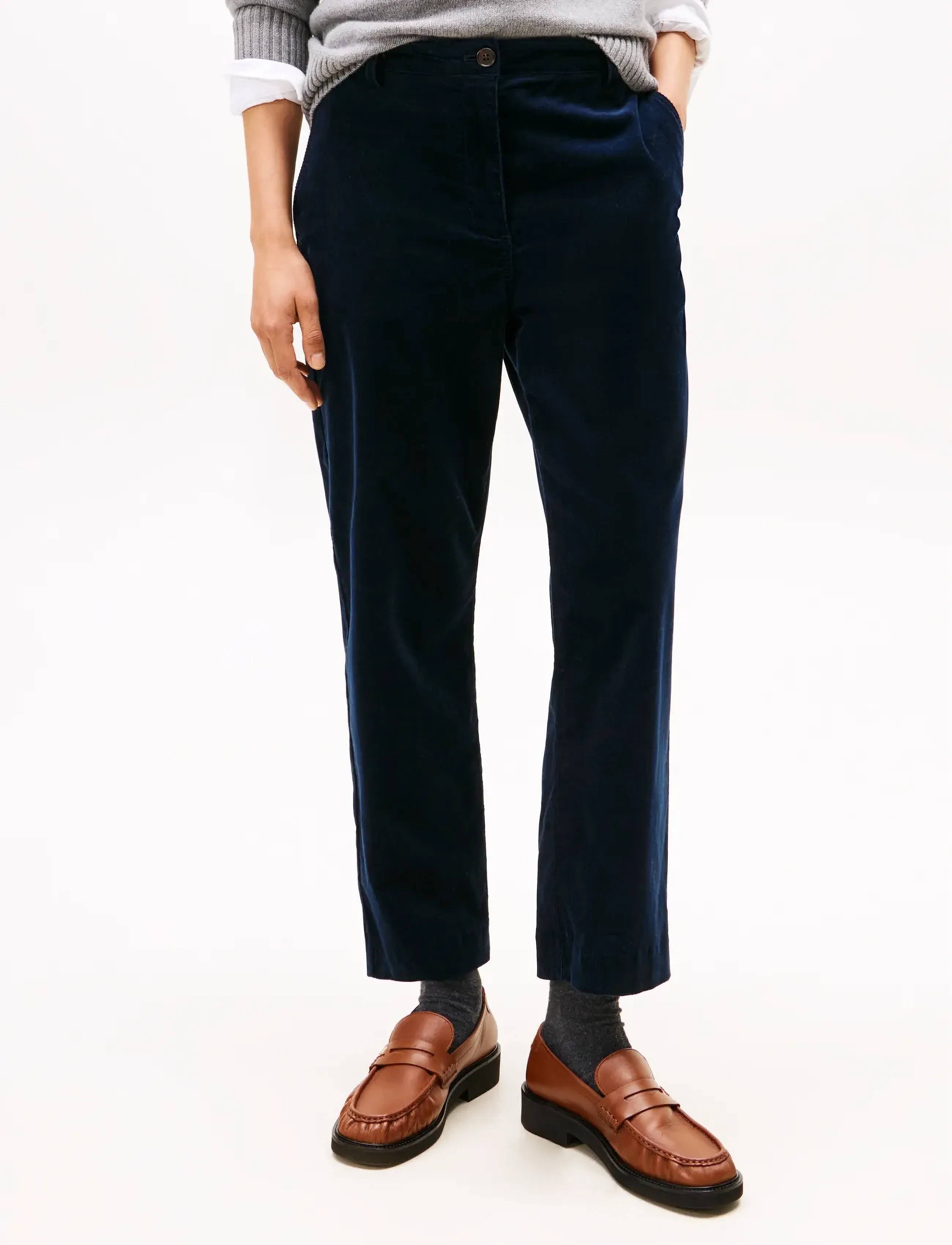 Tommy Hilfiger - CORDUROY SLIM STRAIGHT PANT - straight leg hosen - dark night navy - 2