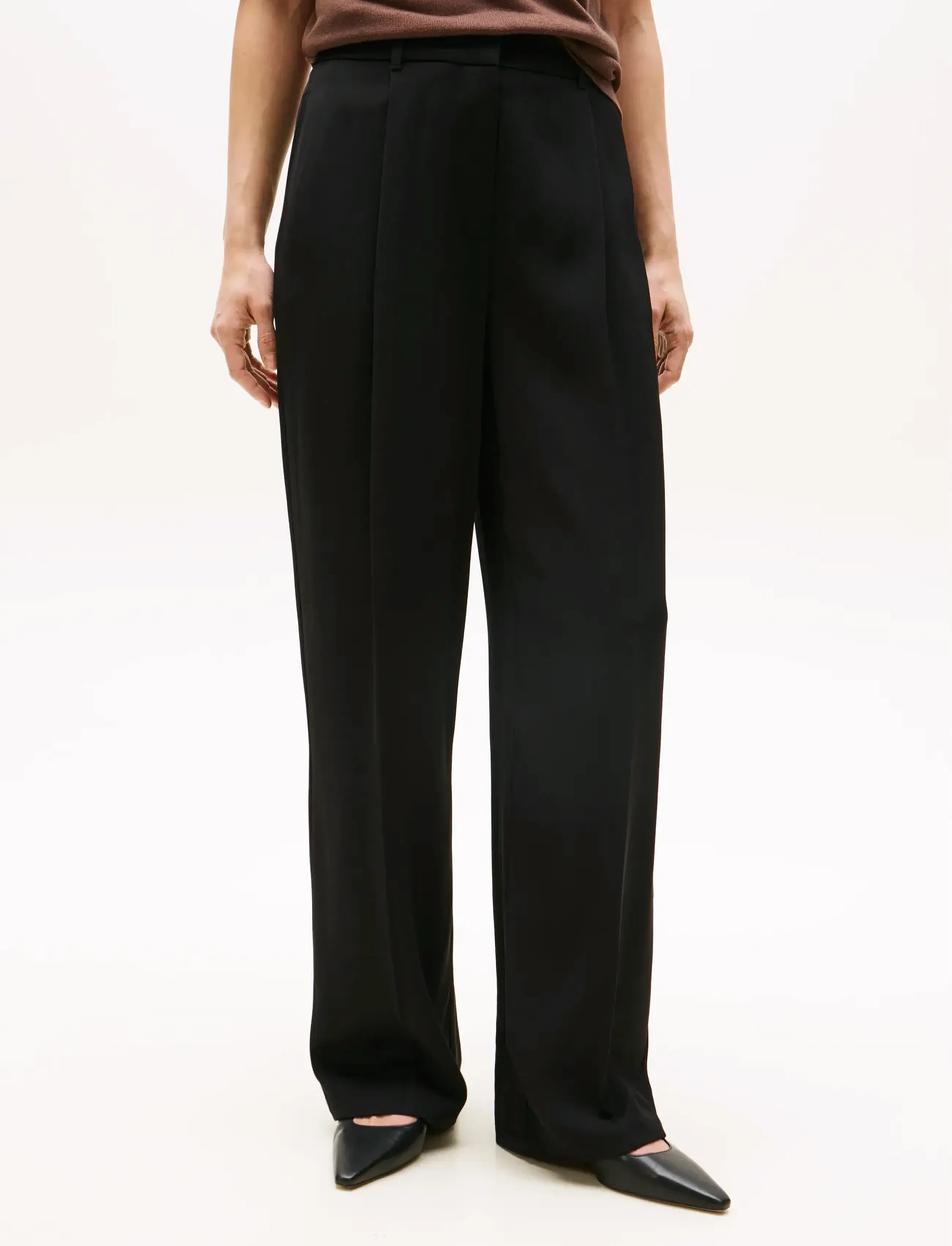 Tommy Hilfiger Vis Twill Rlxd Straight Pants, 34, Black, Bukser > Lige Ben, Dame