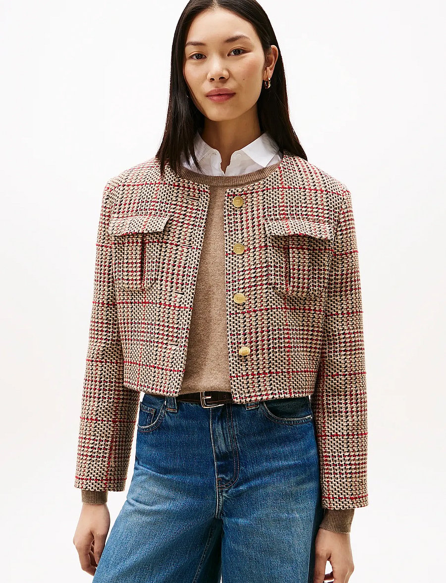 Tommy Hilfiger - TWEED LADY JACKET - bouclé - red/ grey check - 0