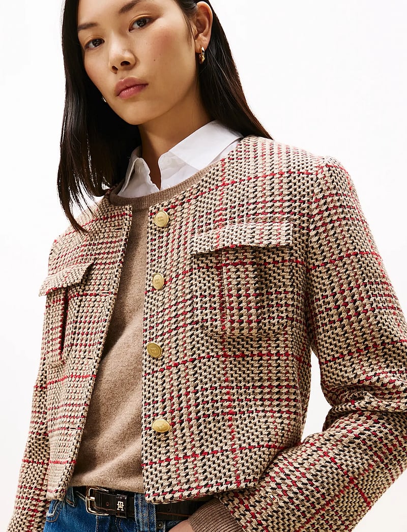 Tommy Hilfiger - TWEED LADY JACKET - bouclés stiilis jakid - red/ grey check - 4