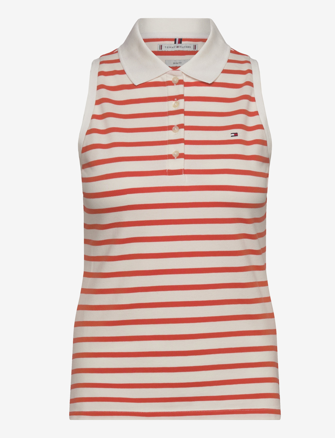 Tommy Hilfiger - 1985 SLIM SS POLO - koszulki polo - classic breton ecu/ orange - 1