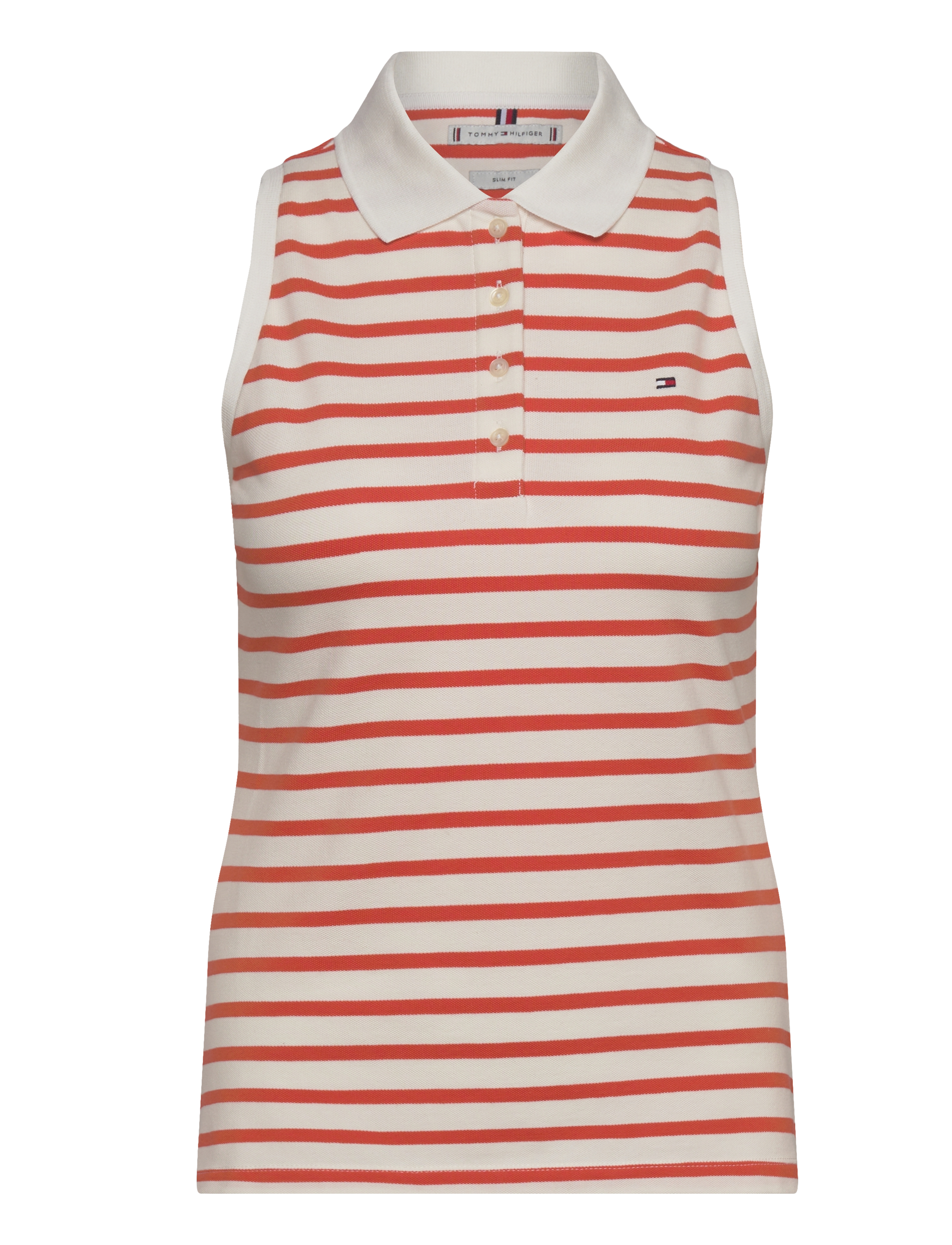 Tommy Hilfiger 1985 SLIM SS POLO - Kleding - CLASSIC BRETON ECU/ ORANGE / orange