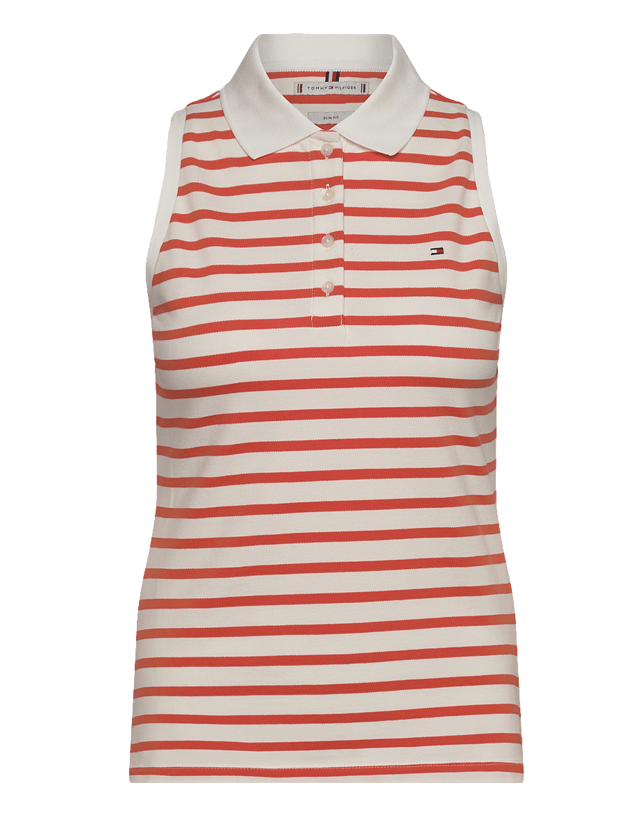 Tommy Hilfiger - 1985 SLIM SS POLO - poloshirts - classic breton ecu/ orange - 1