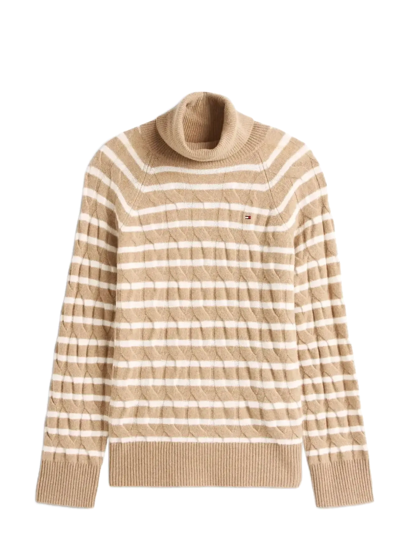TOMMY HILFIGER Soft Wolle Cable Roll-Nk Ls Swt Beige - S - Damen