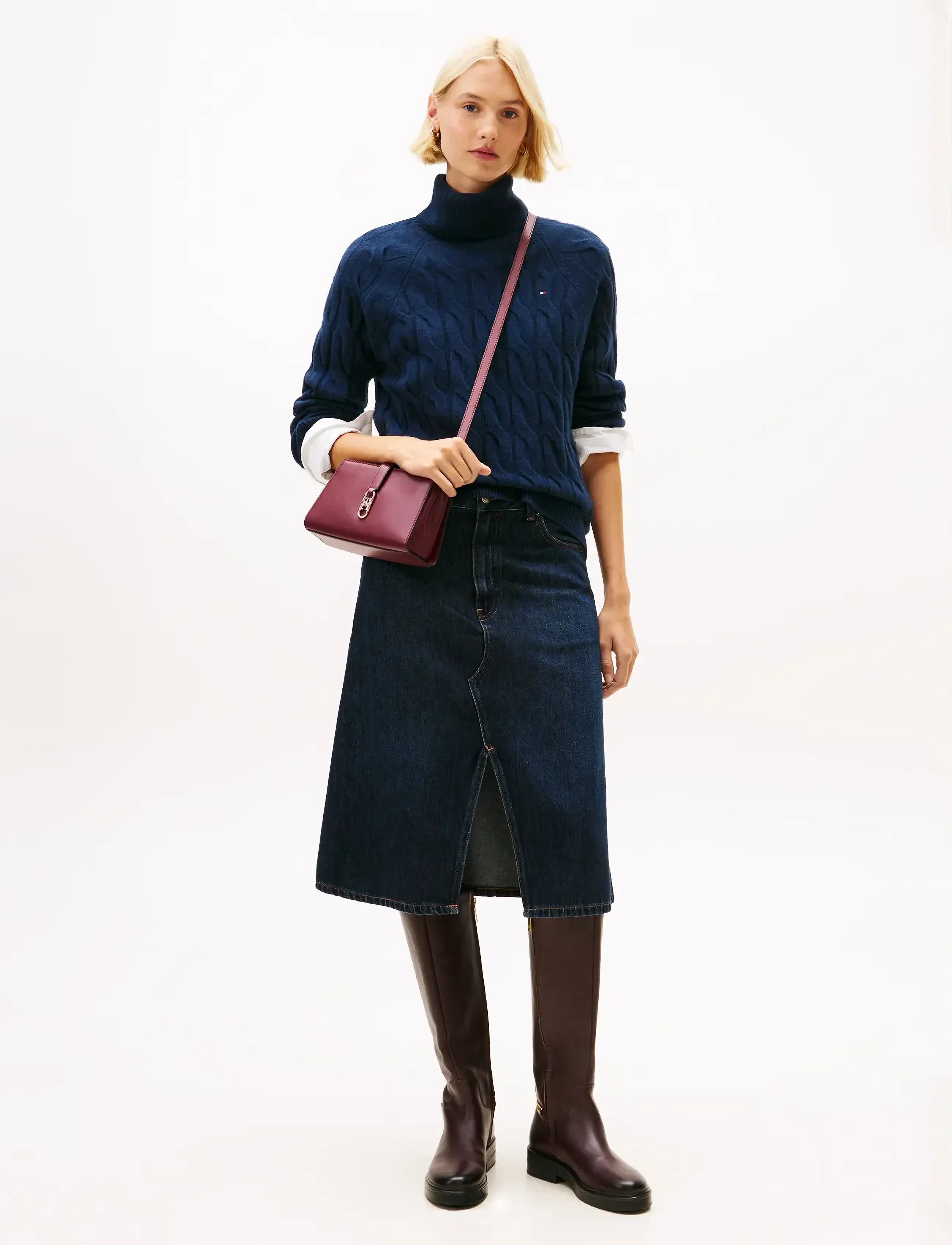 Tommy Hilfiger - SOFT WOOL CABLE ROLL-NK LS SWT - rollkragenpullover - dark night navy - 2