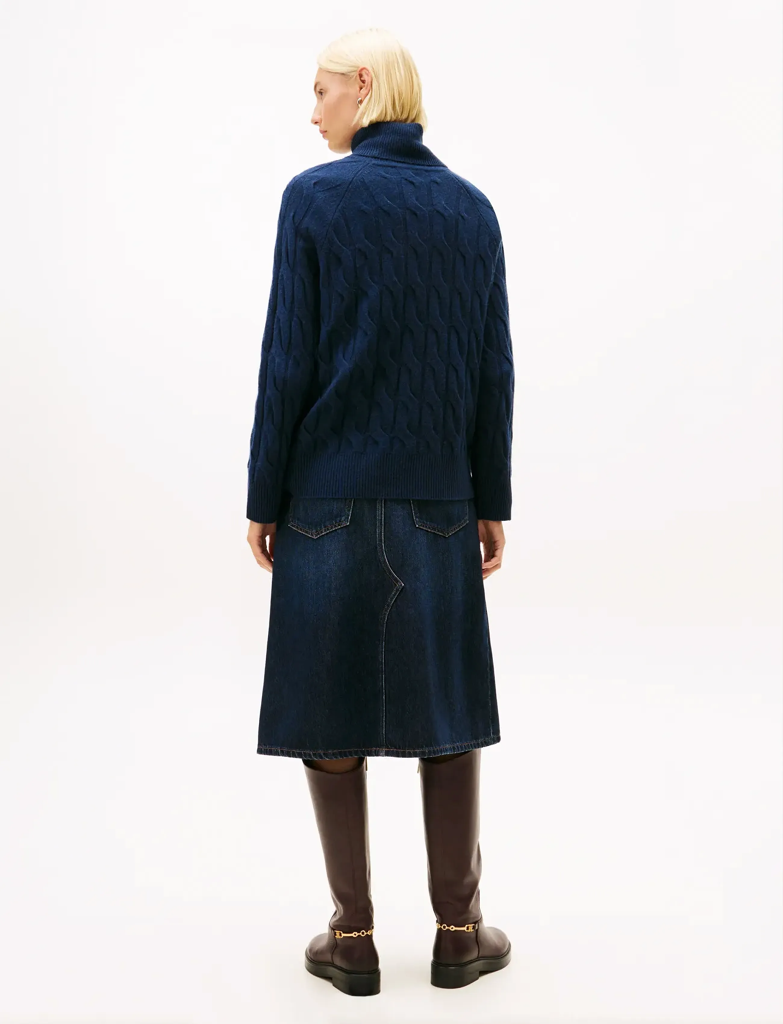 Tommy Hilfiger - SOFT WOOL CABLE ROLL-NK LS SWT - rollkragenpullover - dark night navy - 3