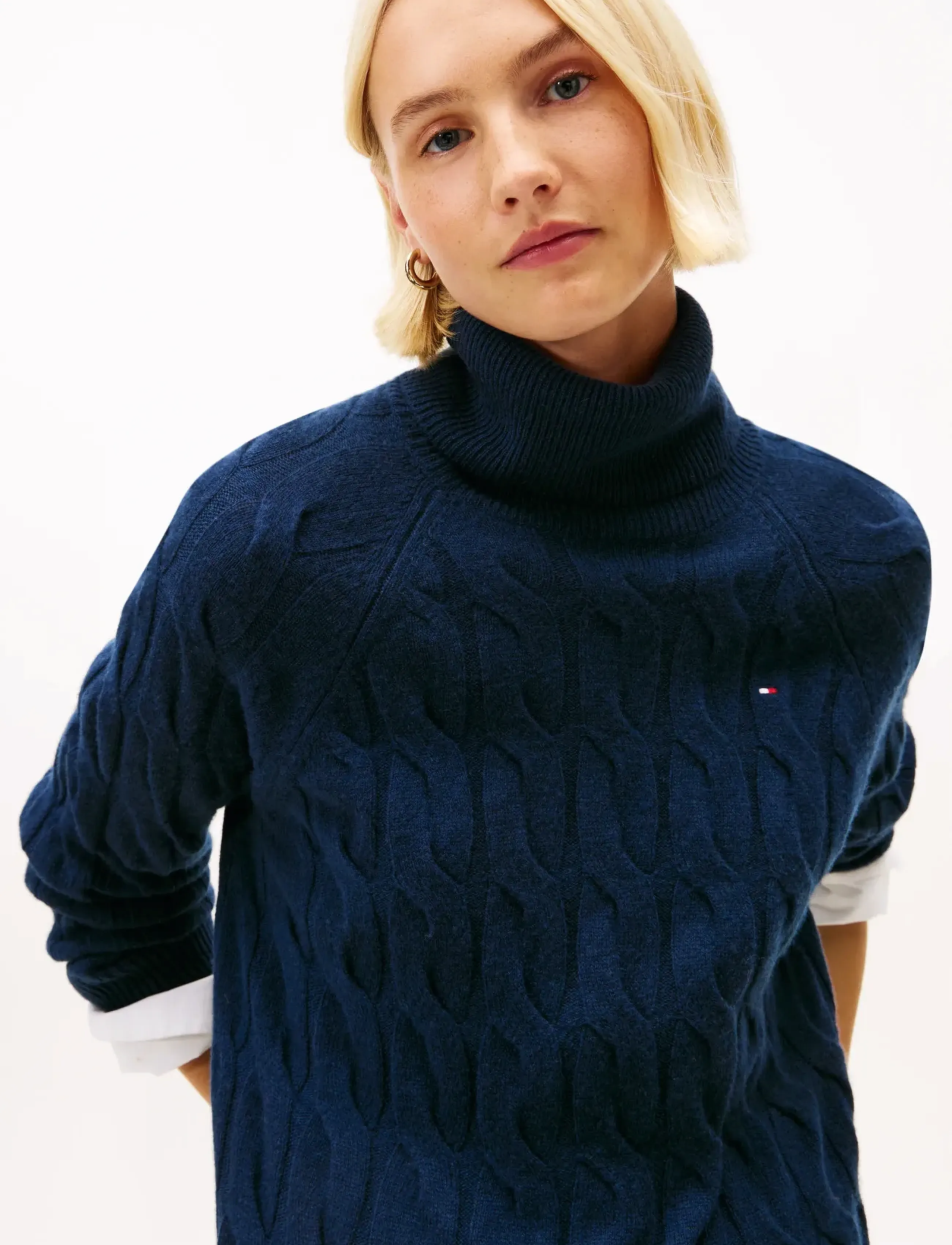 Tommy Hilfiger - SOFT WOOL CABLE ROLL-NK LS SWT - rollkragenpullover - dark night navy - 4