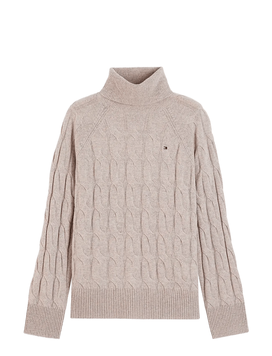Tommy Hilfiger - SOFT WOOL CABLE ROLL-NK LS SWT - rollkragenpullover - light camel heather - 1