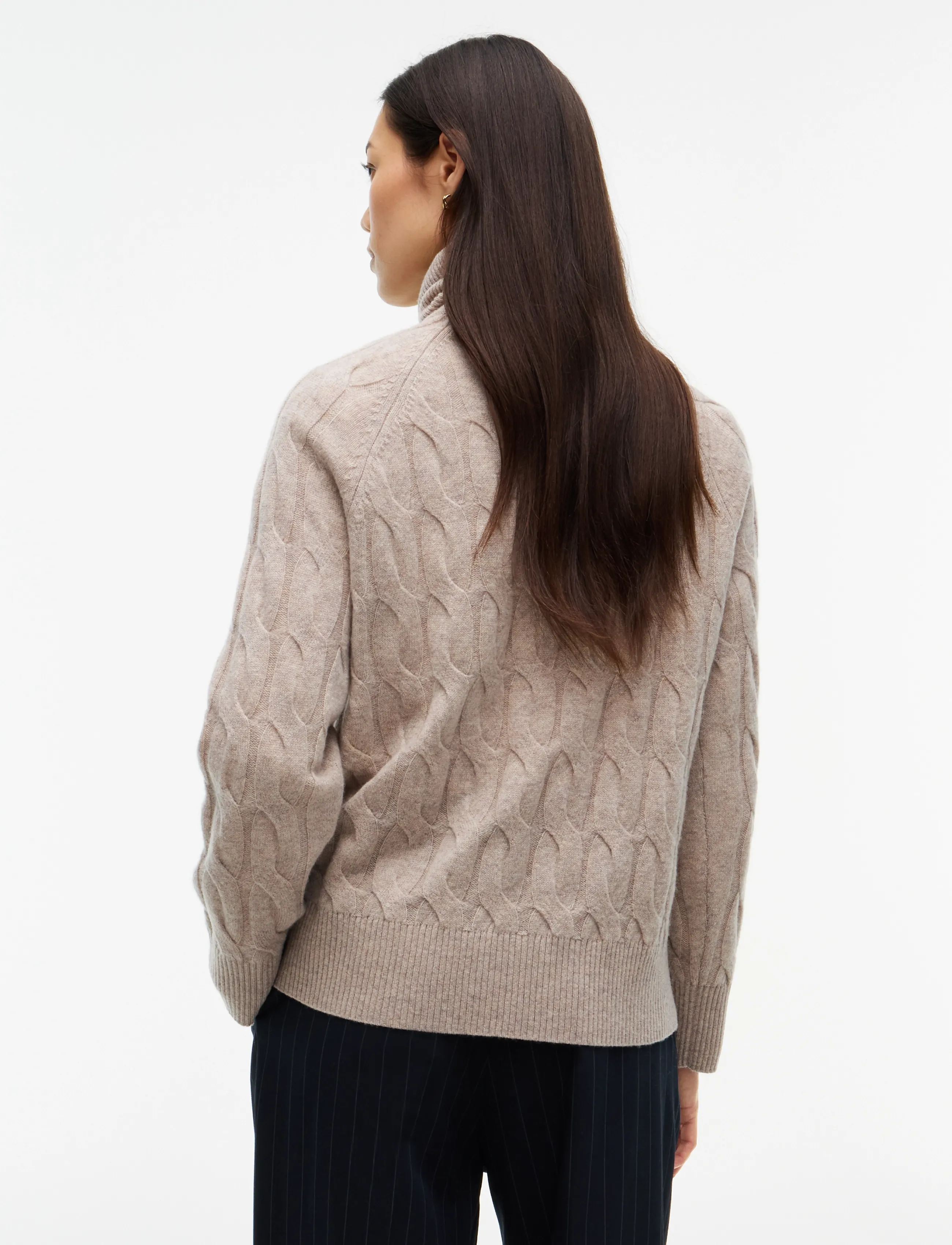 Tommy Hilfiger - SOFT WOOL CABLE ROLL-NK LS SWT - polotröjor - light camel heather - 2
