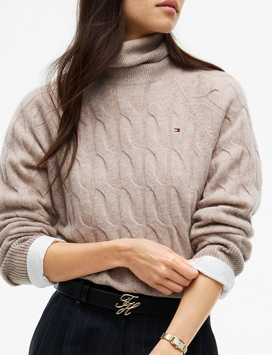 Tommy Hilfiger - SOFT WOOL CABLE ROLL-NK LS SWT - rollkragenpullover - light camel heather - 3