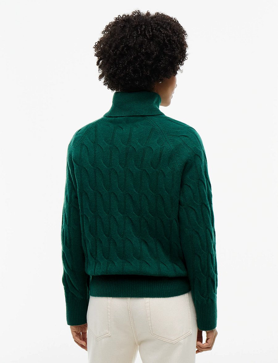 Tommy Hilfiger - SOFT WOOL CABLE ROLL-NK LS SWT - polotröjor - ornamental green - 2