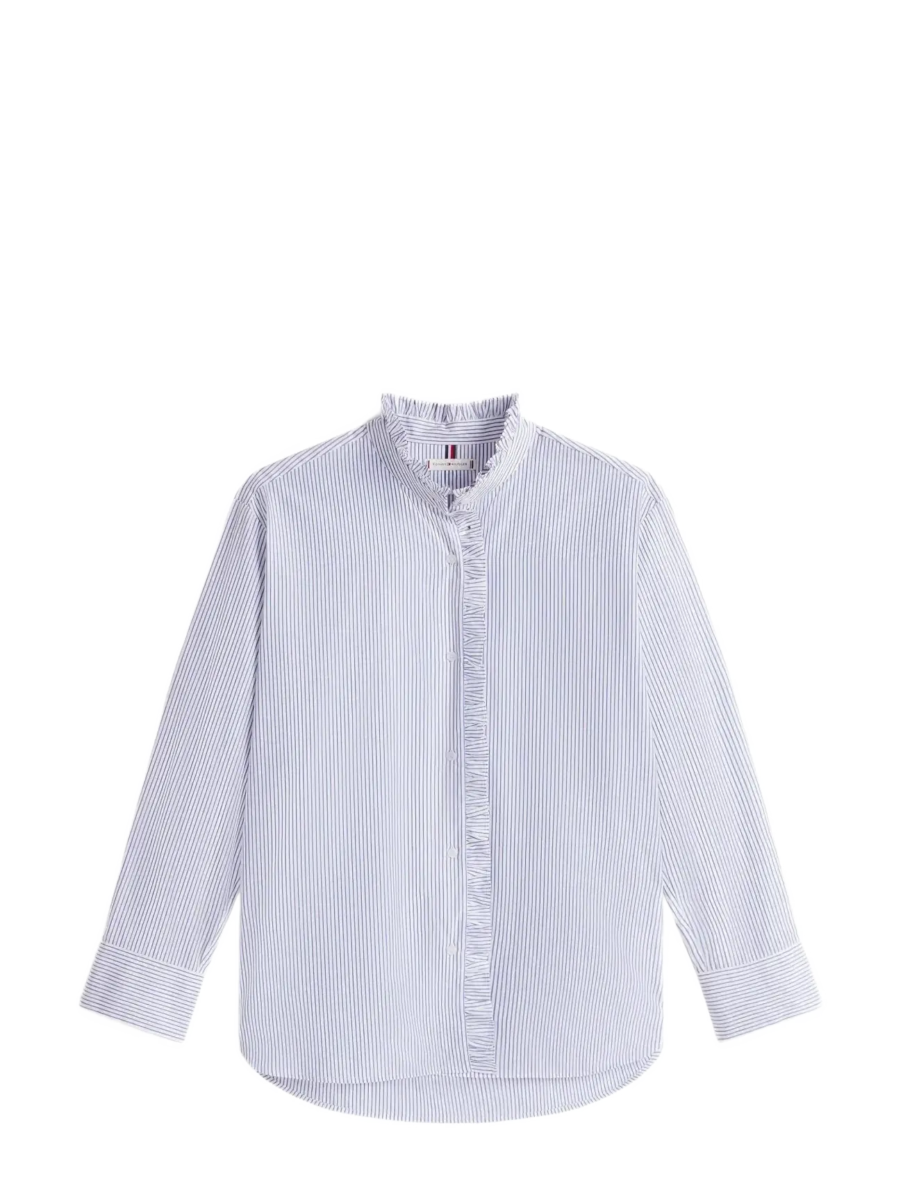POPLIN RUFFLE SHIRT - HUGH STP  BLUE