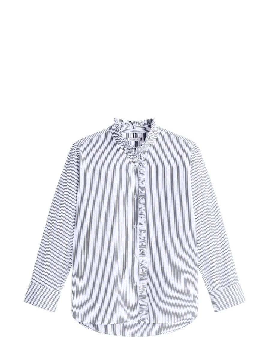 Tommy Hilfiger - POPLIN RUFFLE SHIRT - overhemden met lange mouwen - hugh stp/ blue - 1