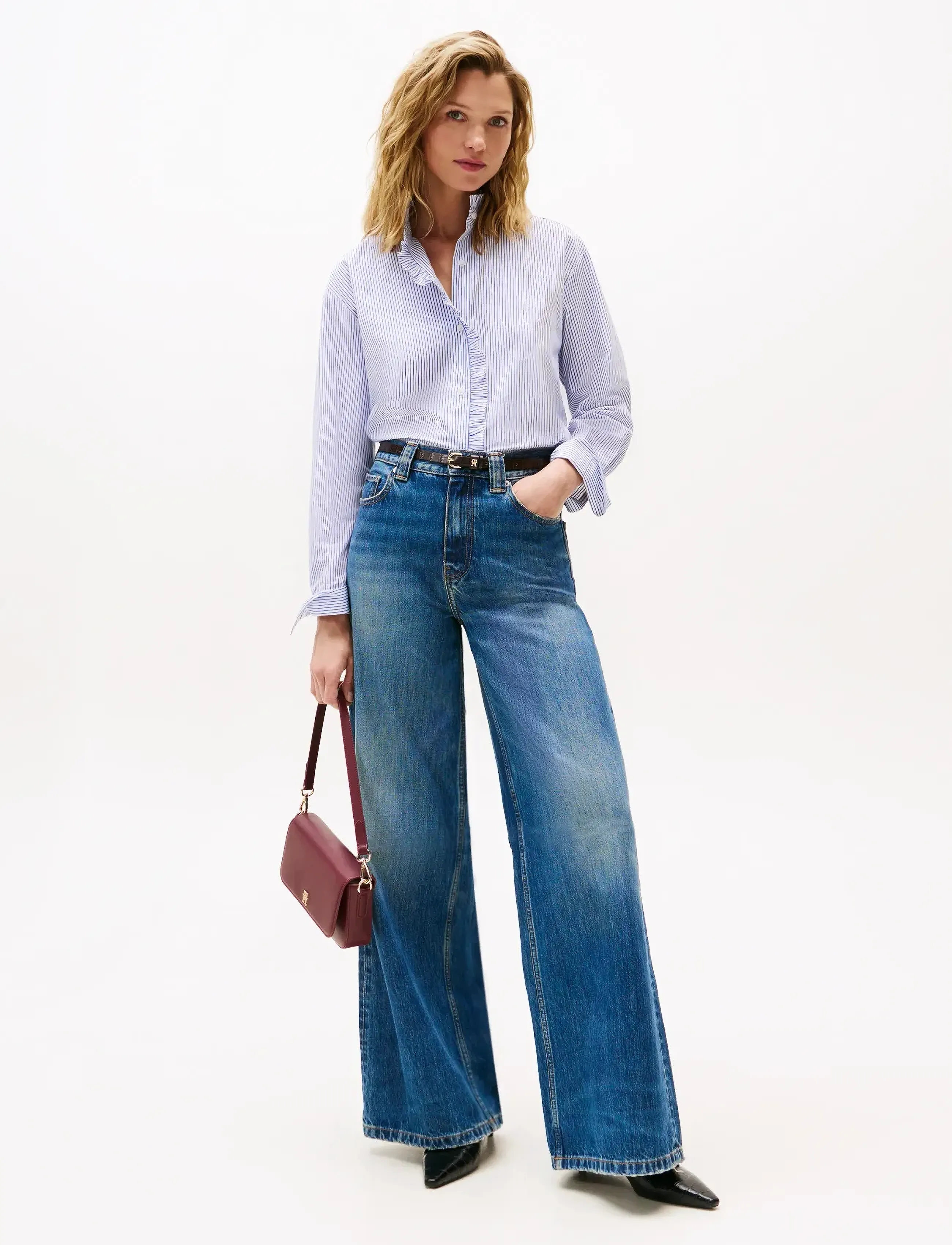 Tommy Hilfiger - POPLIN RUFFLE SHIRT - overhemden met lange mouwen - hugh stp/ blue - 2