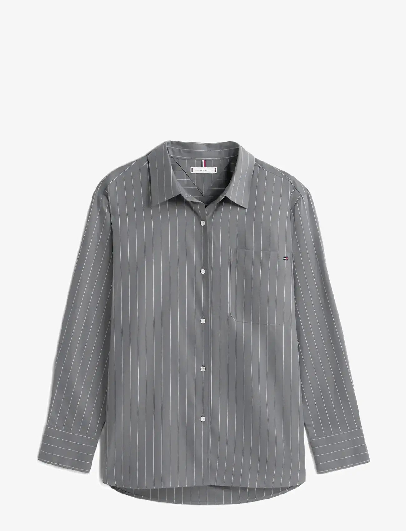Tommy Hilfiger - SOFT FLANNEL EASY FIT SHIRT - long-sleeved shirts - mid grey heather pinstripe - 1