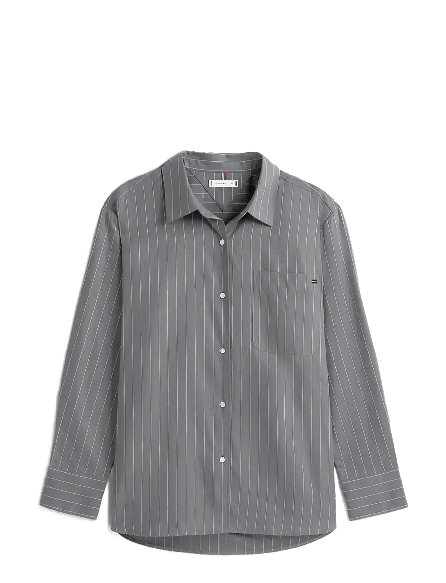Tommy Hilfiger - SOFT FLANNEL EASY FIT SHIRT - langærmede skjorter - mid grey heather pinstripe - 1
