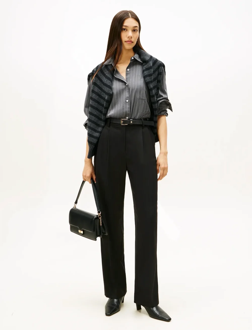 Tommy Hilfiger - SOFT FLANNEL EASY FIT SHIRT - langærmede skjorter - mid grey heather pinstripe - 2