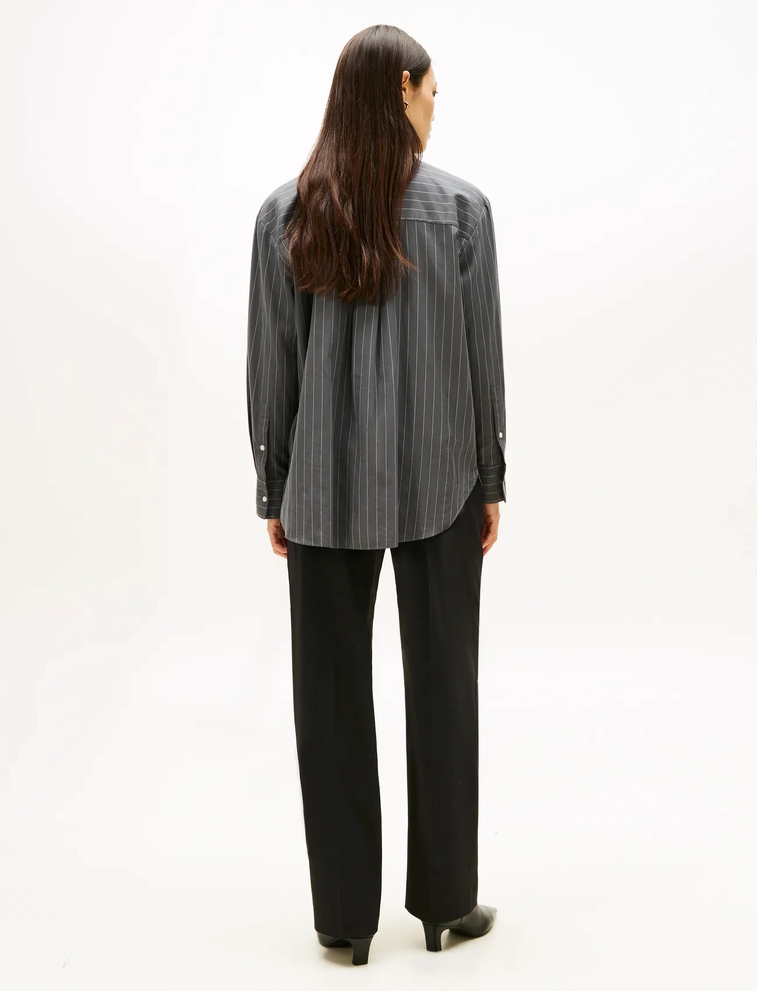 Tommy Hilfiger - SOFT FLANNEL EASY FIT SHIRT - langærmede skjorter - mid grey heather pinstripe - 3