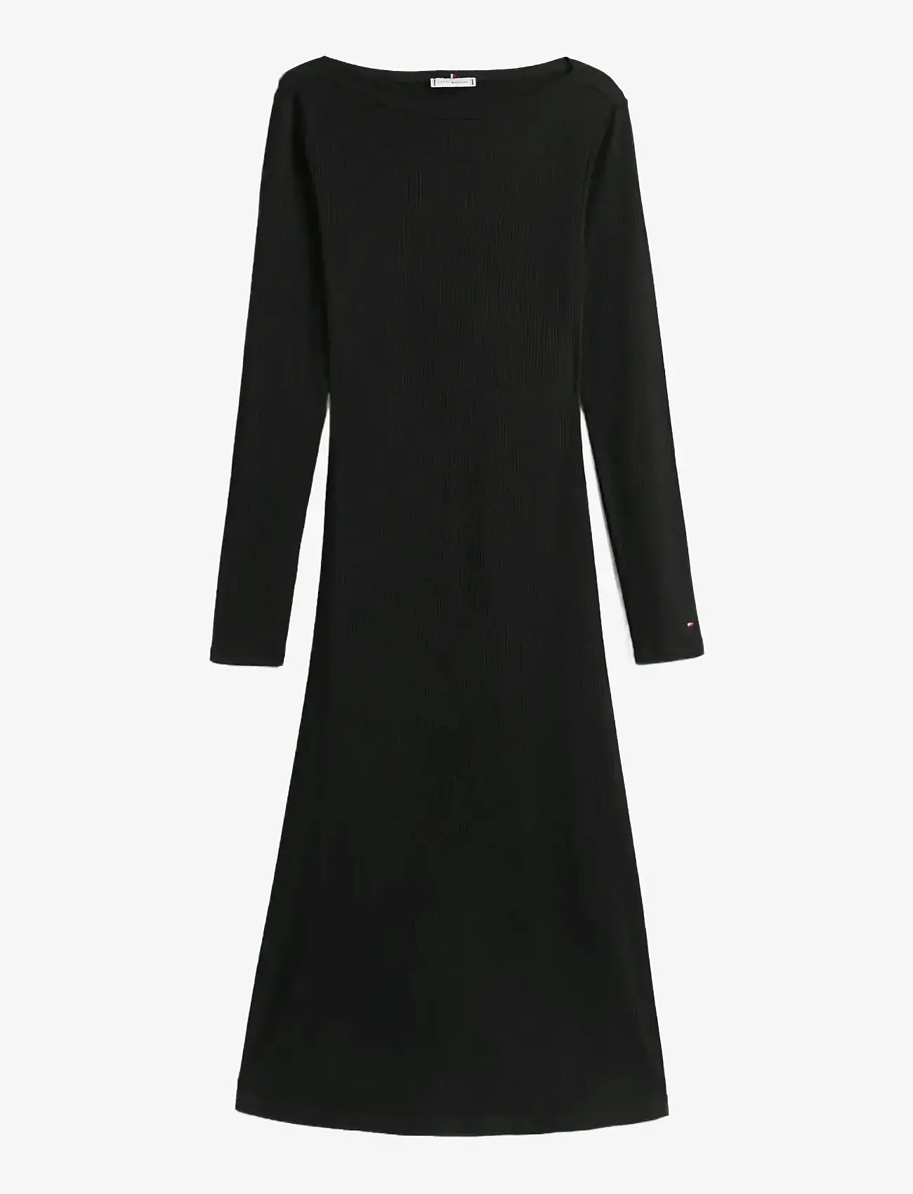 Tommy Hilfiger - 5X2 RIB FLARE MIDI DRESS LS - t-shirt dresses - black - 0