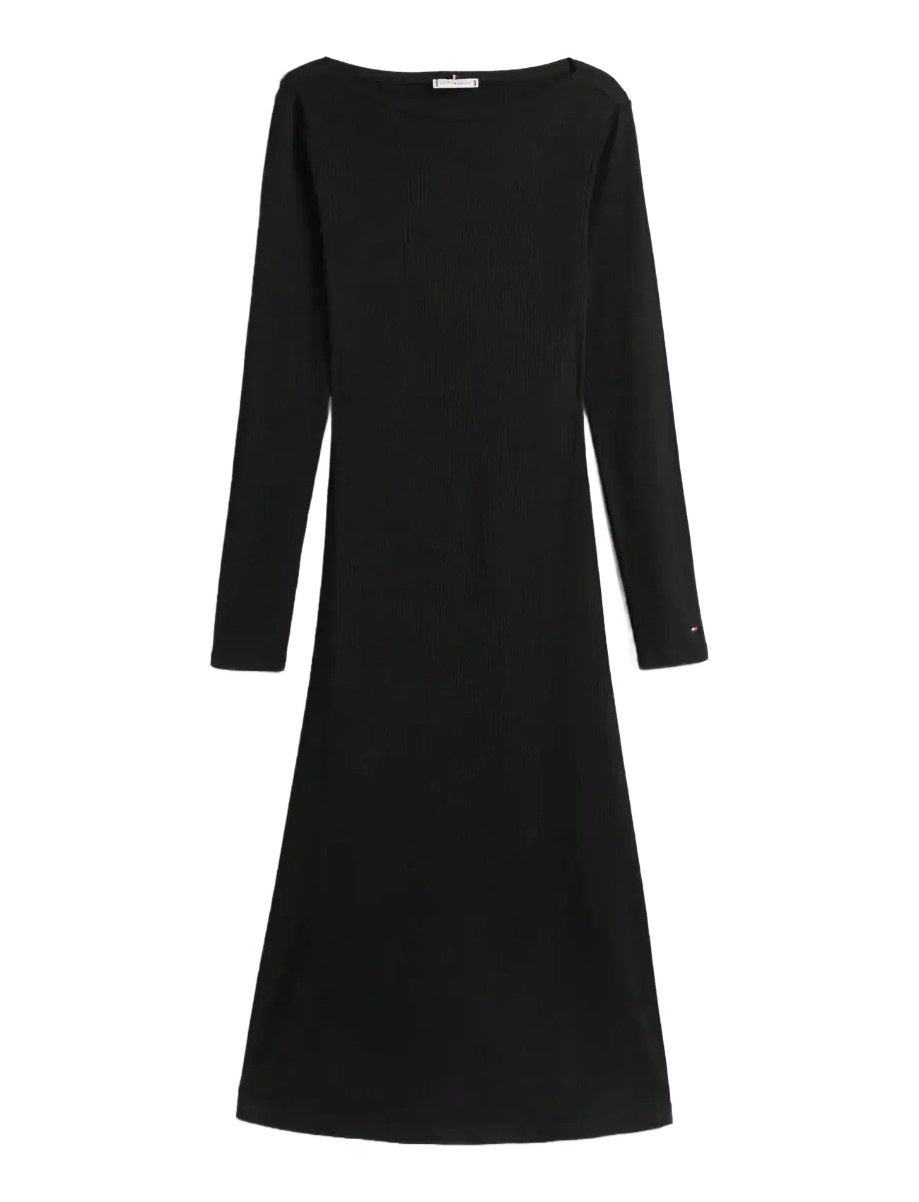 Tommy Hilfiger 5X2 RIB FLARE MIDI DRESS LS - Plus Size - BLACK / black