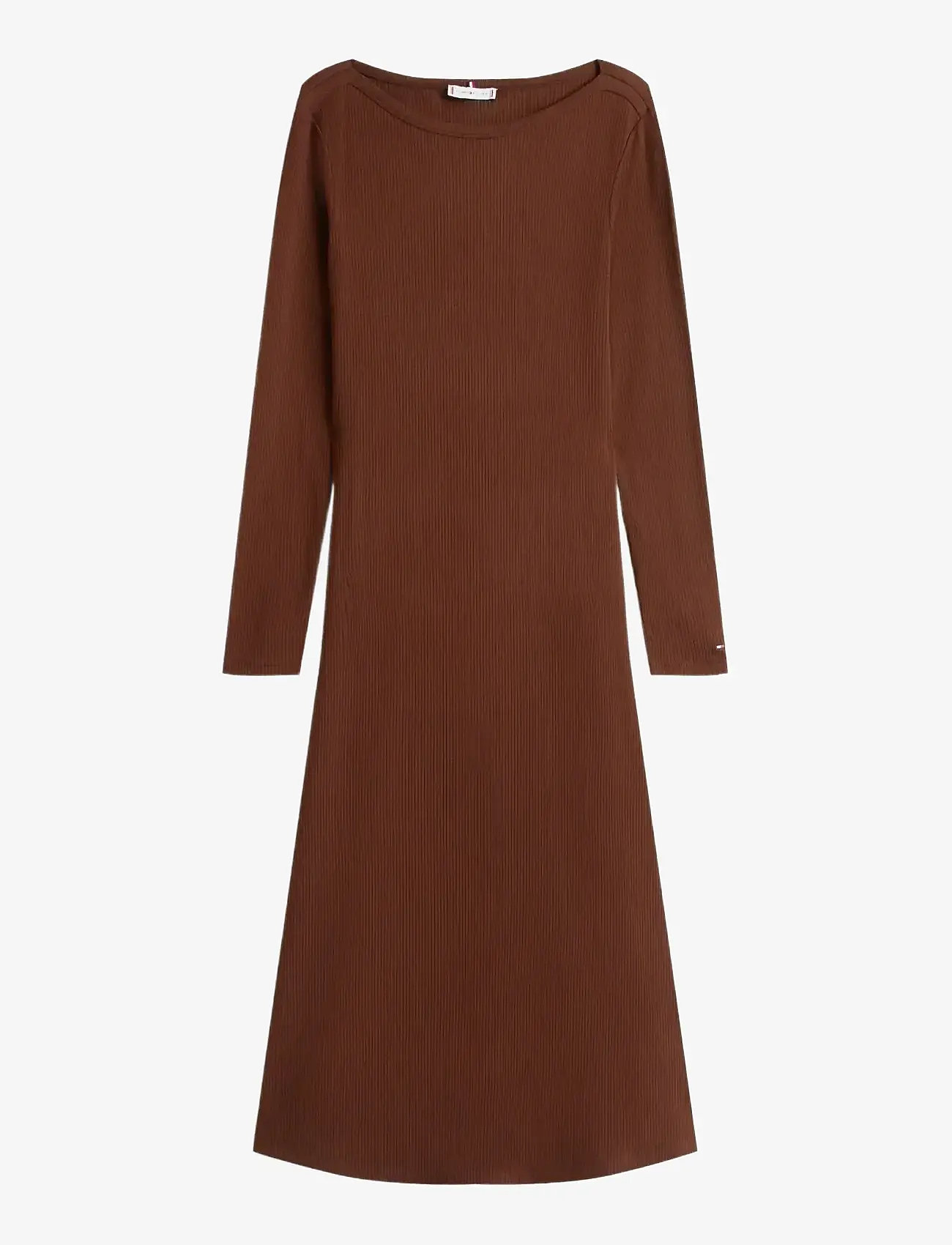 Tommy Hilfiger - 5X2 RIB FLARE MIDI DRESS LS - t-shirt dresses - legacy brown - 0