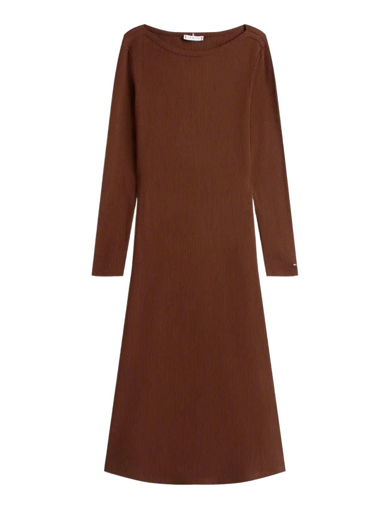Tommy Hilfiger 5X2 RIB FLARE MIDI DRESS LS - Tommy Hilfiger - LEGACY BROWN / brown