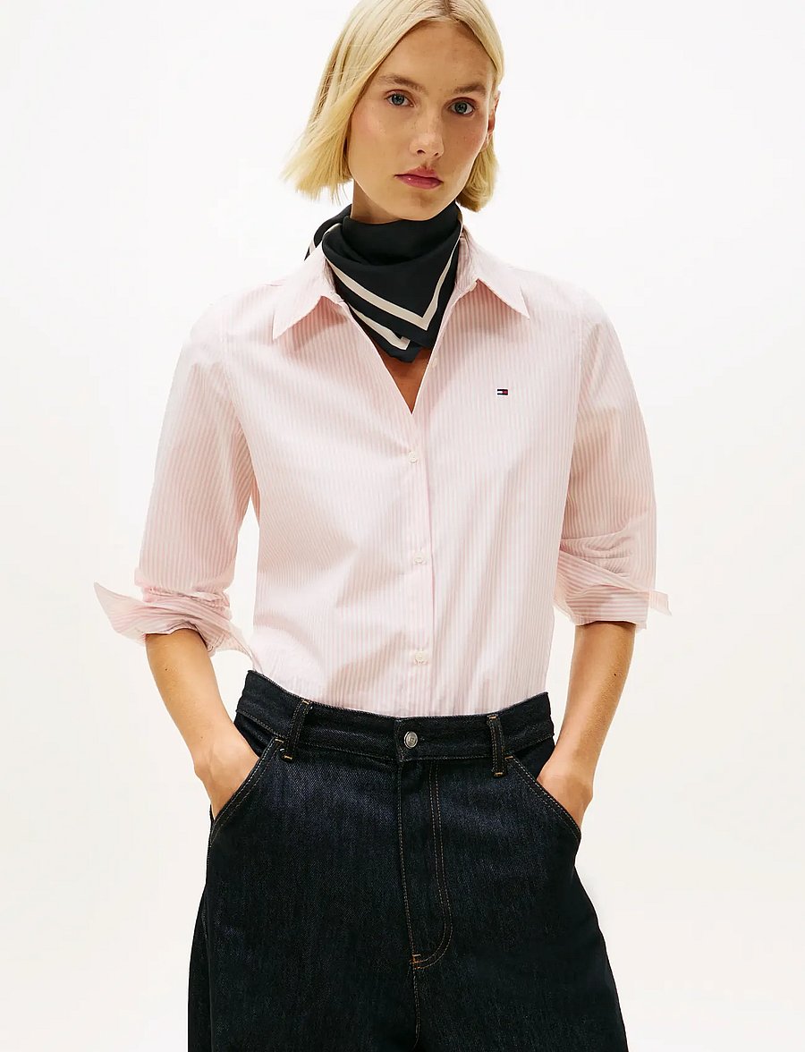 Tommy Hilfiger - ESS POPLIN REGULAR SHIRT - langärmlige hemden - classic ithaca stp bonita pink - 0