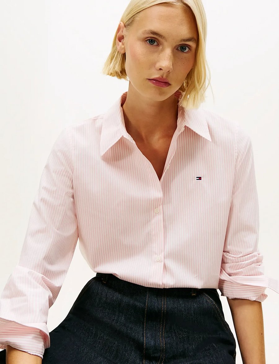 Tommy Hilfiger - ESS POPLIN REGULAR SHIRT - langärmlige hemden - classic ithaca stp bonita pink - 4