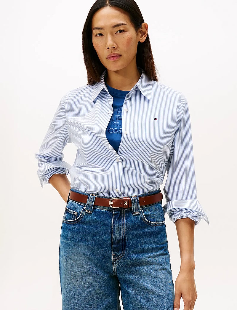 Tommy Hilfiger - ESS POPLIN REGULAR SHIRT - langærmede skjorter - hugh stp/ blue - 0