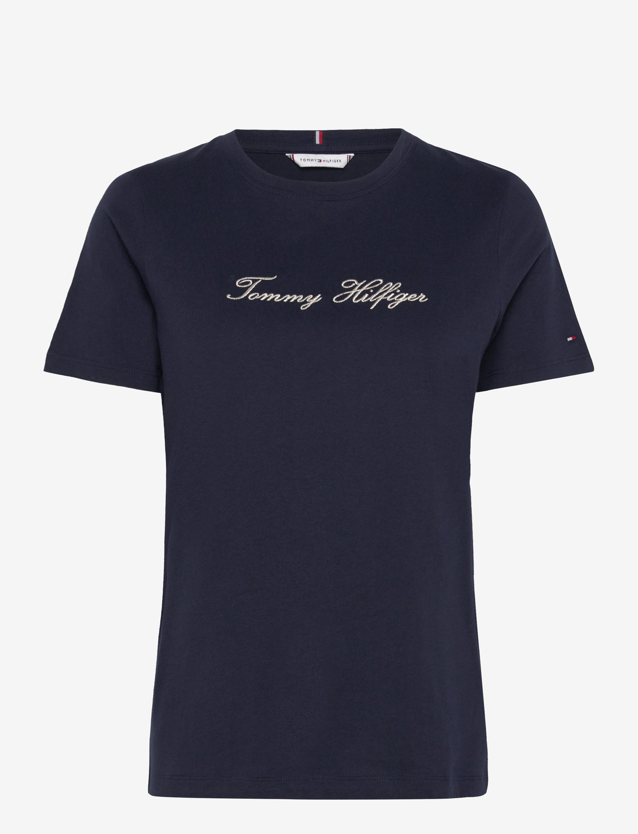 Tommy Hilfiger - LUREX SCRIPT REG C-NK SS TEE - autumn clothing - dark night navy - 0