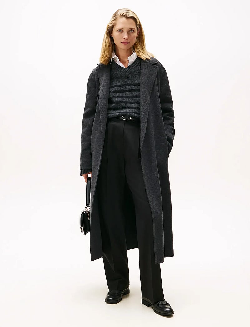 Tommy Hilfiger - DF WOOL REG BELTED MAXI COAT - vinterjakker - dark grey heather - 0