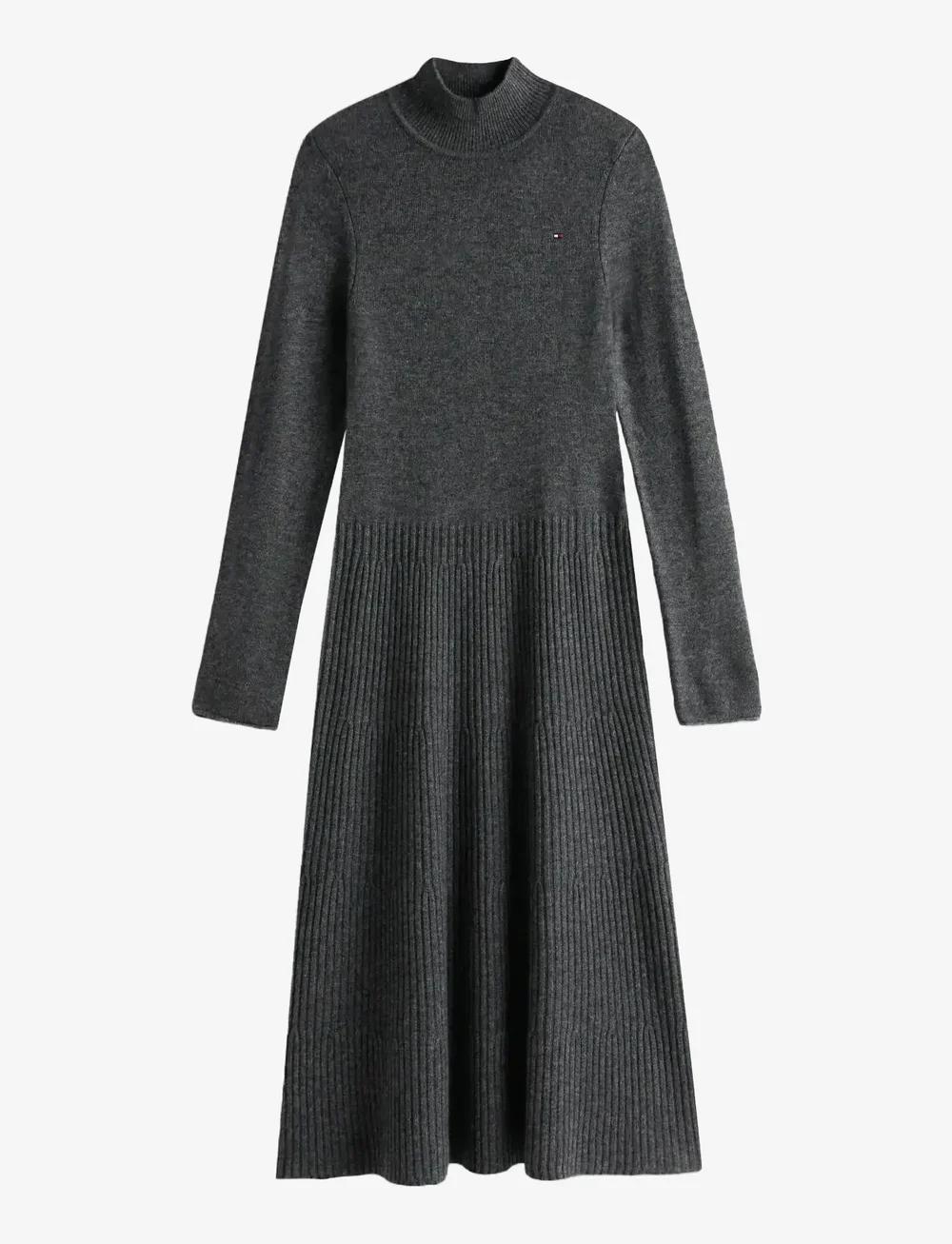 Tommy Hilfiger - SOFT WOOL LS MOCK-NK SWT DRESS - knitted dresses - dark grey heather - 1