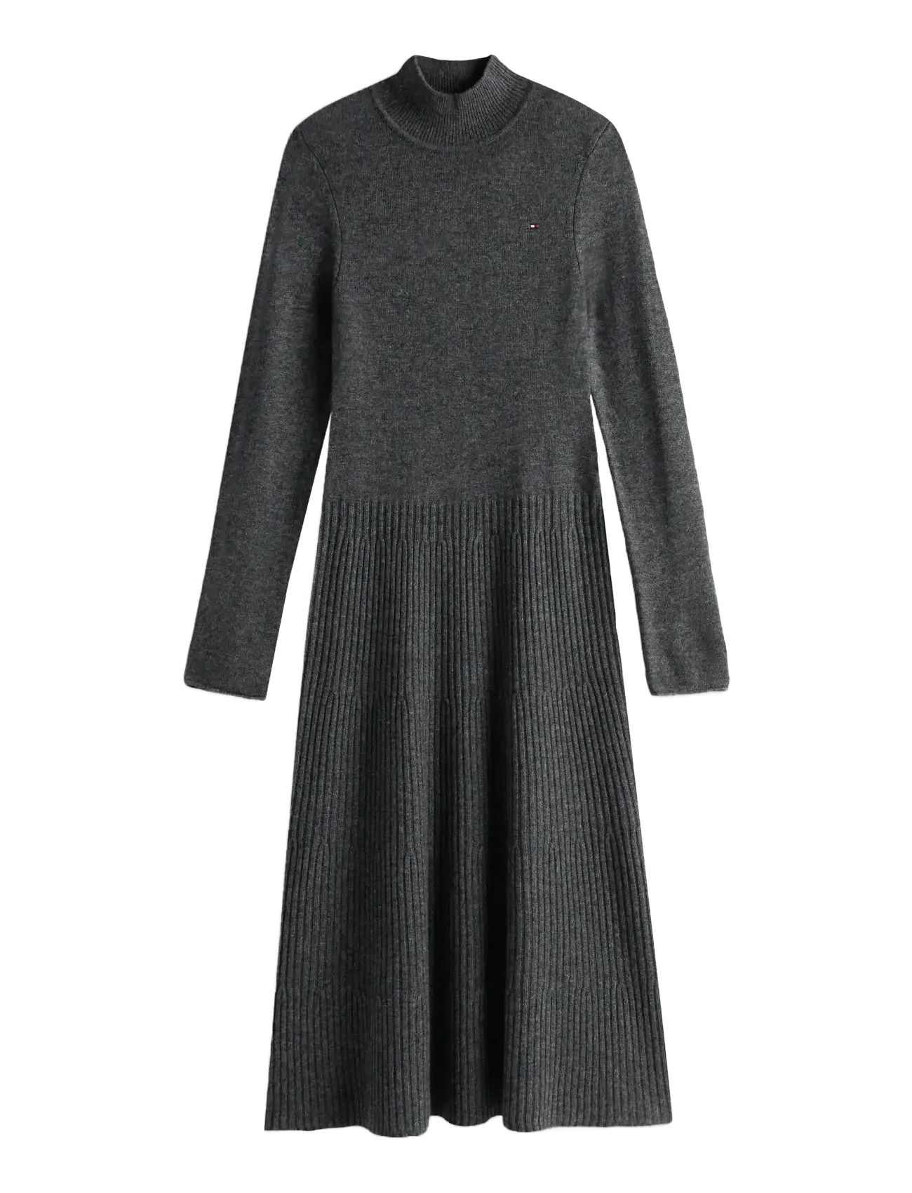 Tommy Hilfiger SOFT WOOL LS MOCK-NK SWT DRESS - Suknelės - DARK GREY HEATHER / grey