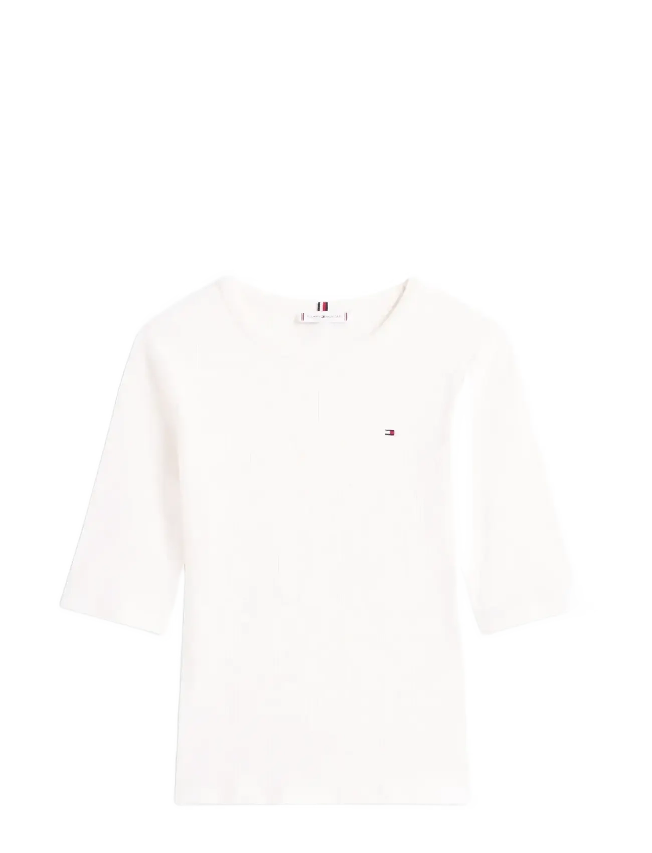 TOMMY HILFIGER Slim 5X2 Rib C-Nk 1/2 Slv Weiß - XXL - Damen