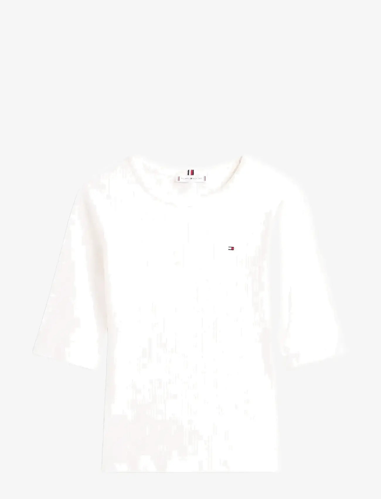 Tommy Hilfiger - SLIM 5X2 RIB C-NK 1/2 SLV - t-särgid - ivory silk - 1