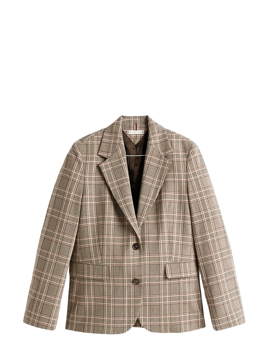 Tommy Hilfiger - CORE CHECK REG STRAIGHT BLAZER - einreihige blazer - brown/ ow check - 1