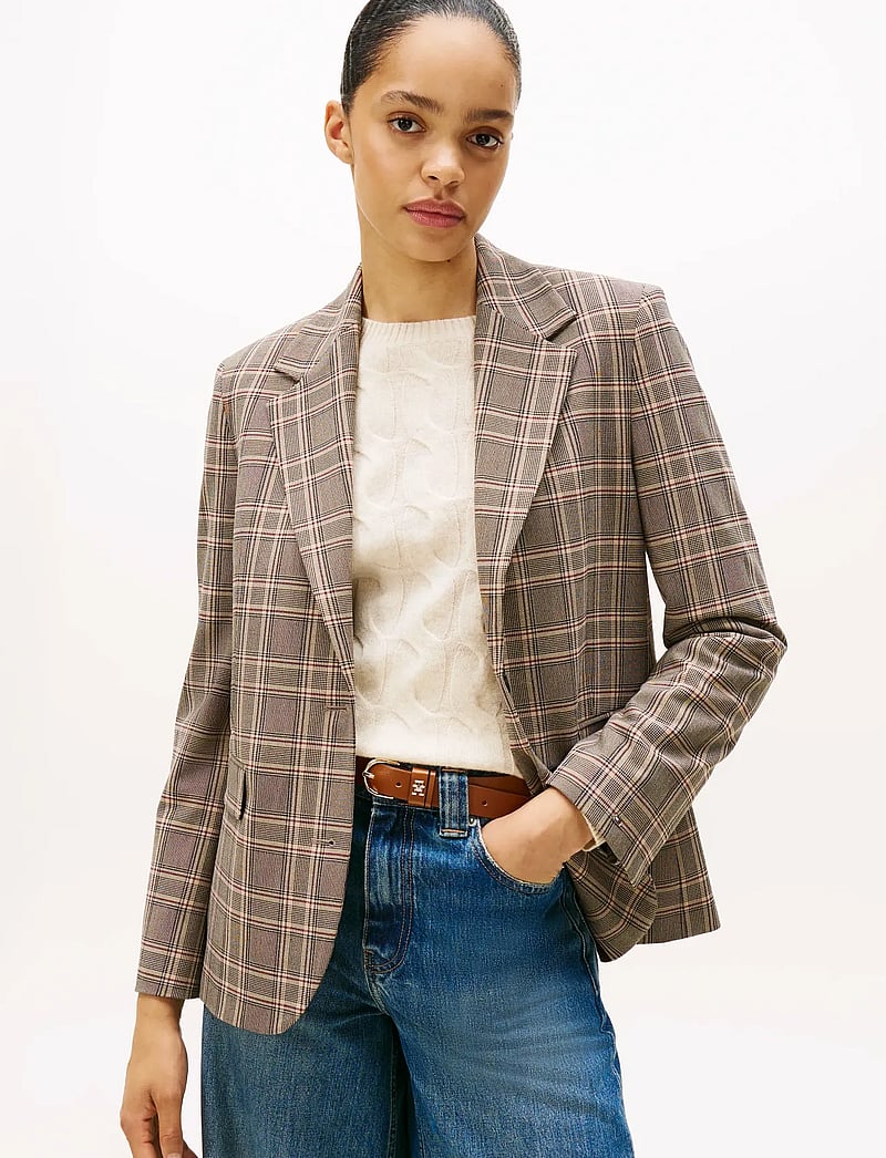 Tommy Hilfiger - CORE CHECK REG STRAIGHT BLAZER - enkeltradede blazere - brown/ ow check - 0