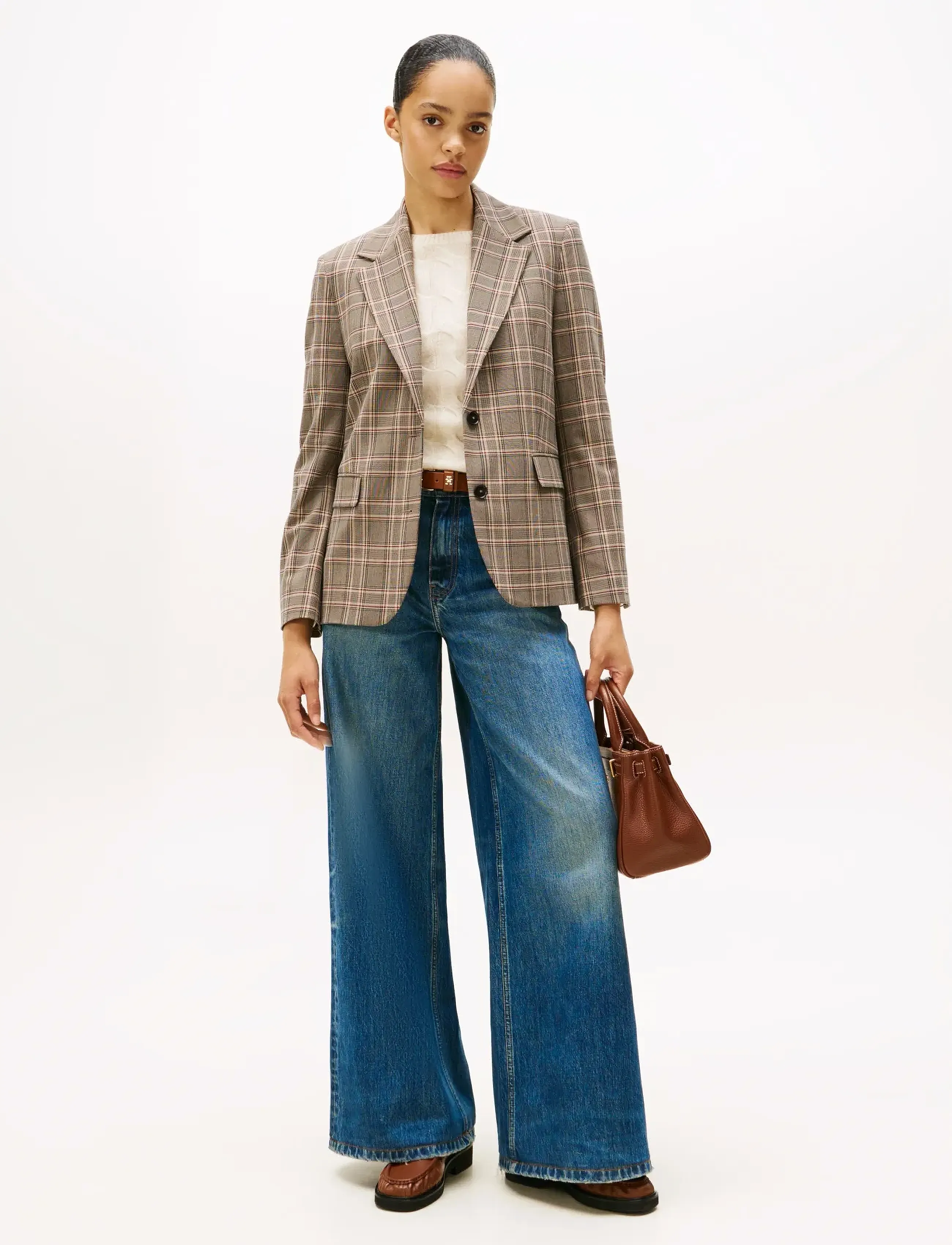 Tommy Hilfiger - CORE CHECK REG STRAIGHT BLAZER - einreihige blazer - brown/ ow check - 2