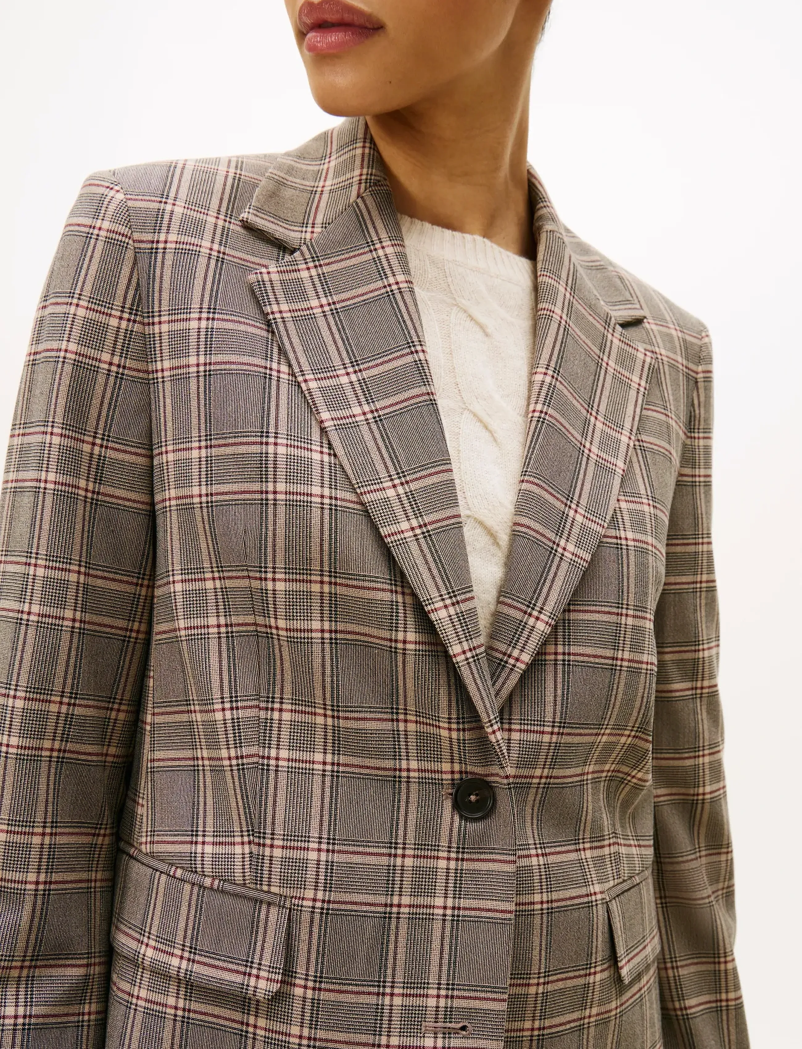 Tommy Hilfiger - CORE CHECK REG STRAIGHT BLAZER - einreihige blazer - brown/ ow check - 4