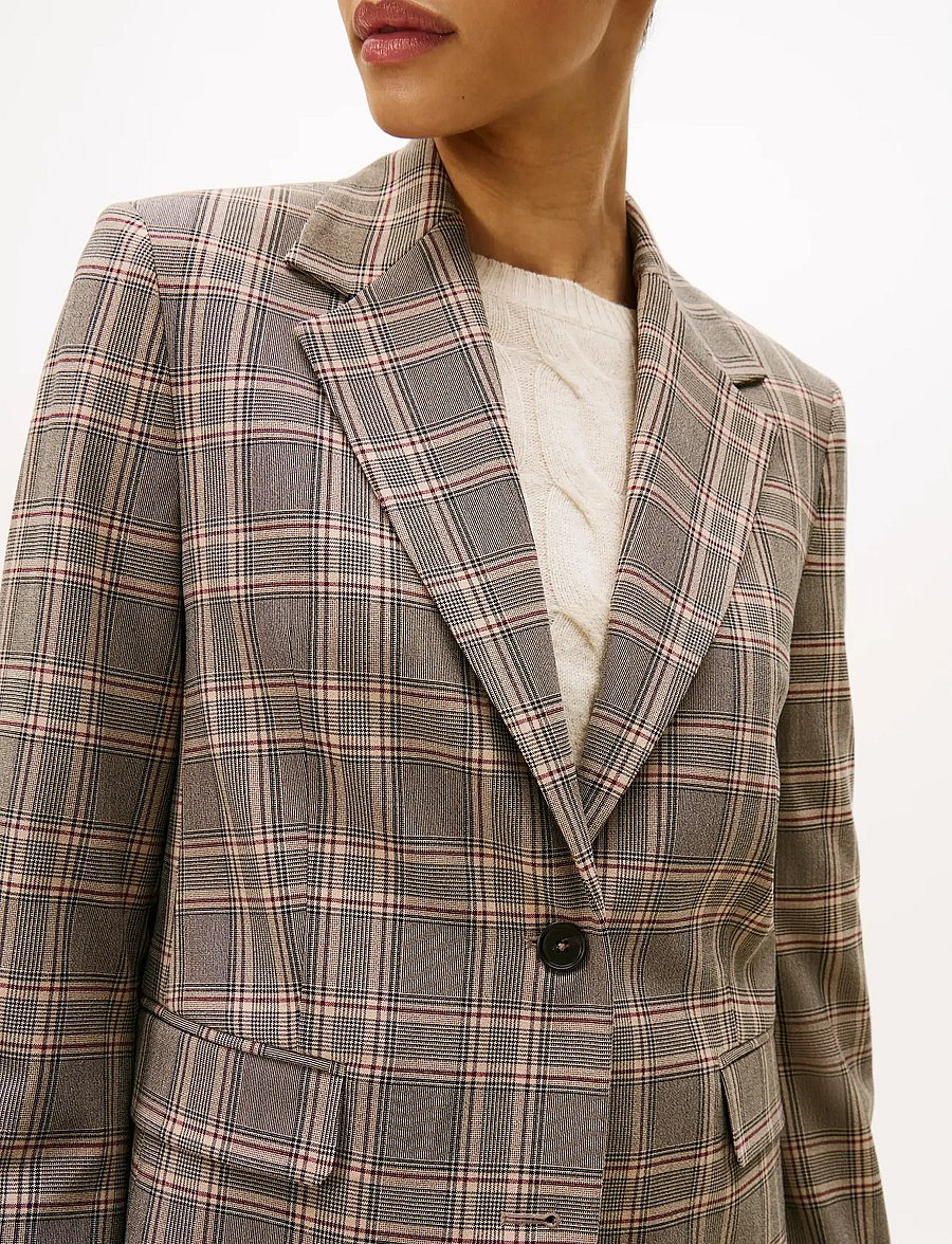 Tommy Hilfiger - CORE CHECK REG STRAIGHT BLAZER - einreihige blazer - brown/ ow check - 4