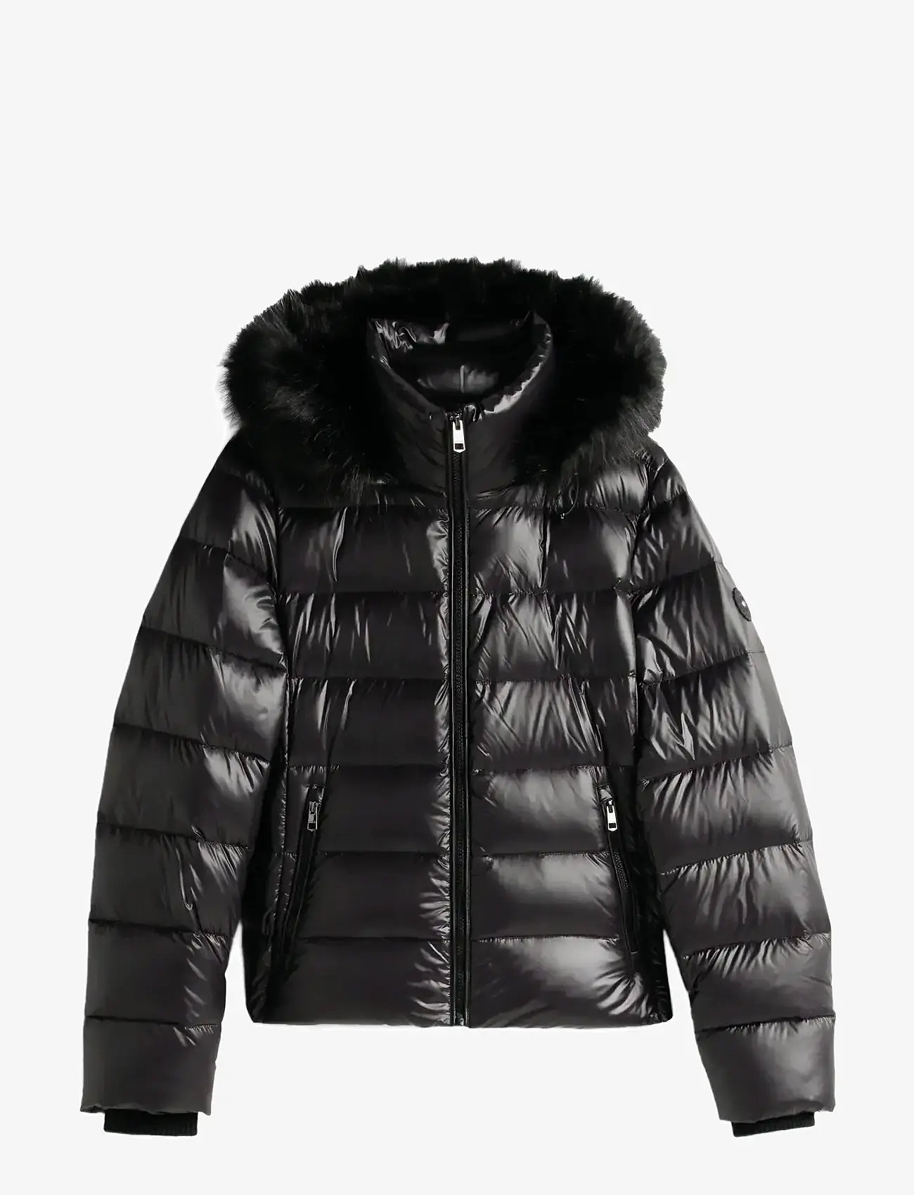 Tommy Hilfiger - GLOSS HW DOWN SLIM JACKET W FUR - sulejoped ja voodriga joped - black - 1