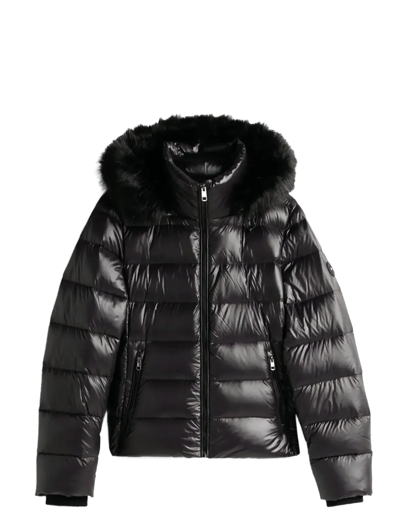Tommy Hilfiger GLOSS HW DOWN SLIM JACKET W FUR - Gefütterte & Daunenjacken - BLACK / black