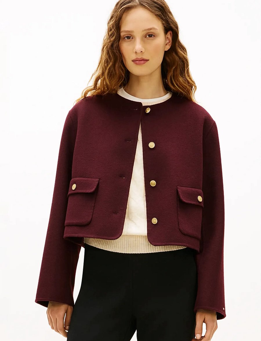 Tommy Hilfiger - DF WOOL BLEND REG LADY JACKET - buklee-jakid - deep burgundy - 0