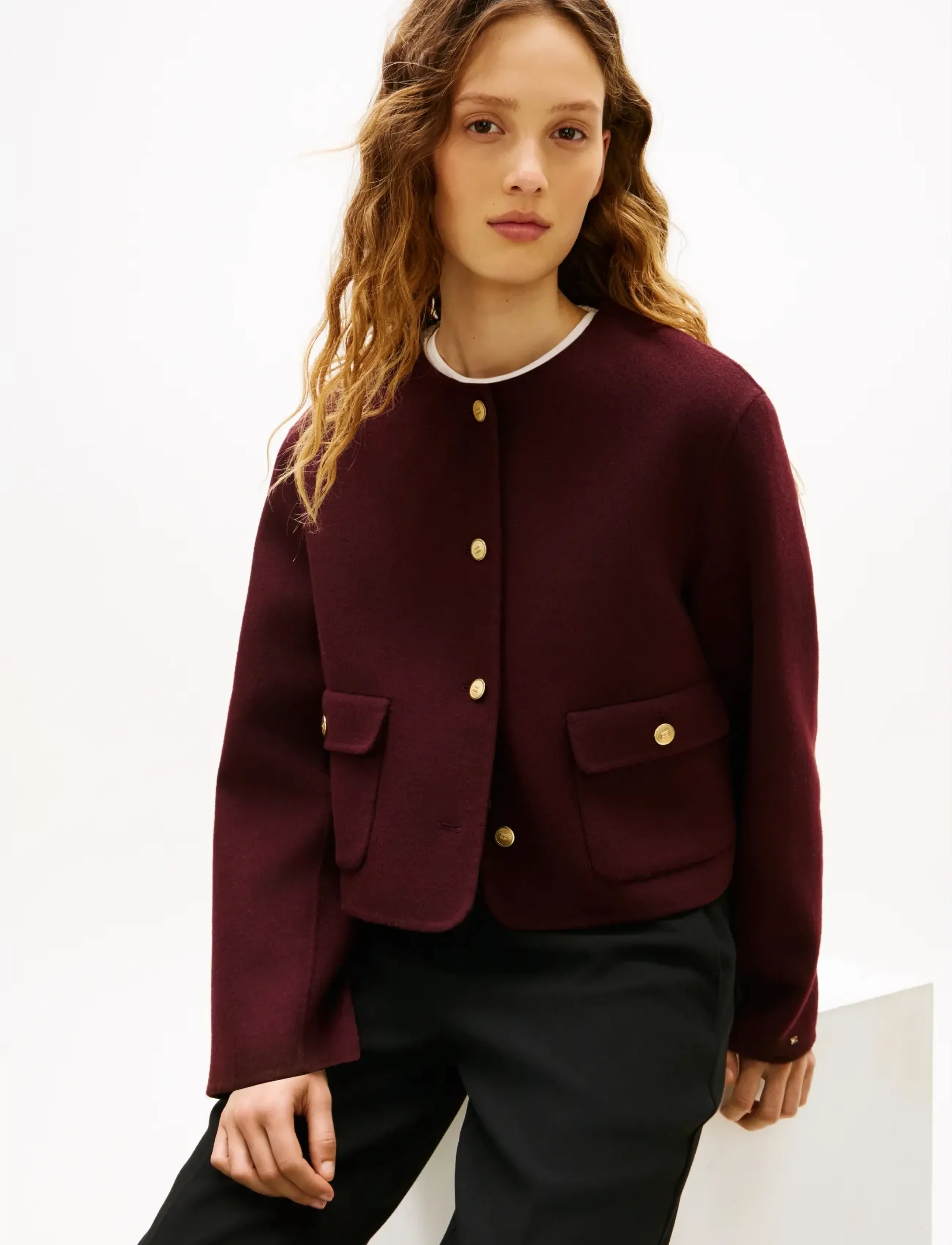 Tommy Hilfiger - DF WOOL BLEND REG LADY JACKET - bouclés - deep burgundy - 4