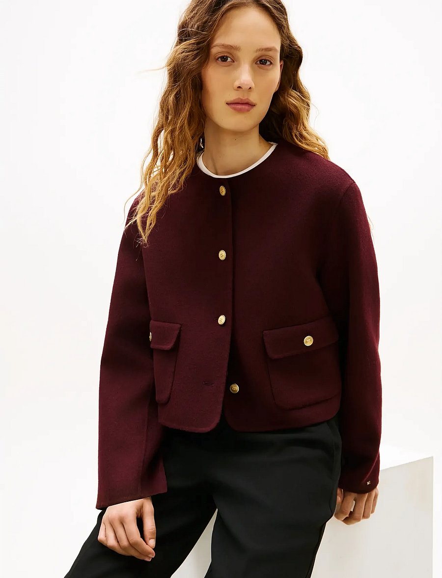 Tommy Hilfiger - DF WOOL BLEND REG LADY JACKET - buklee-jakid - deep burgundy - 4