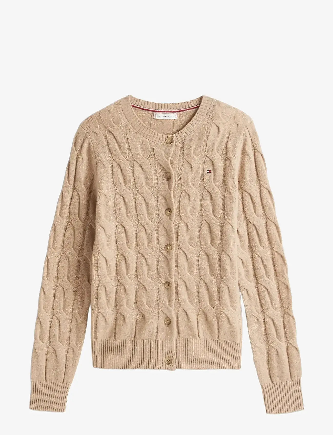 Tommy Hilfiger - SOFT WOOL CABLE C-NK LS CARDIGAN - cardigans - safari canvas heather - 1