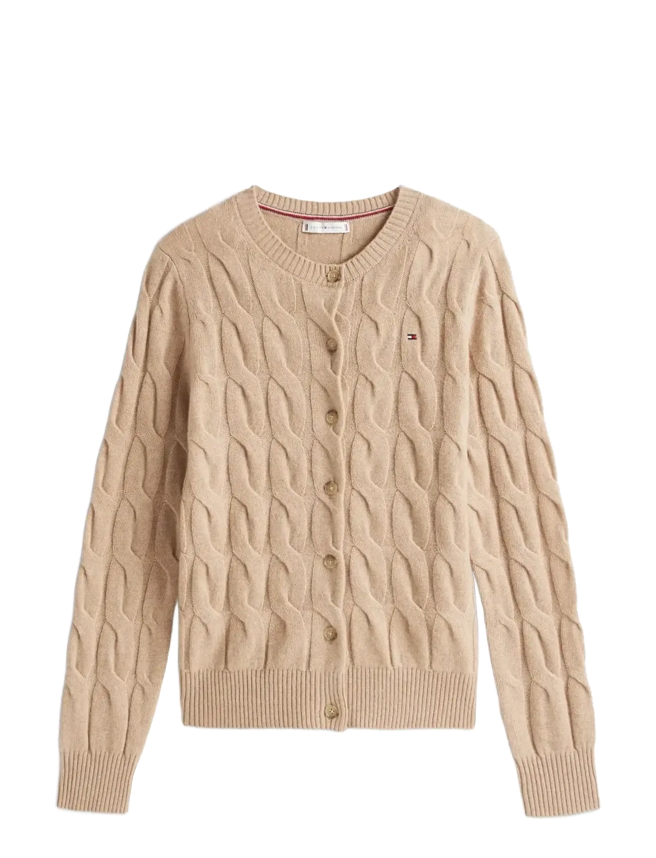 Tommy Hilfiger SOFT WOOL CABLE C-NK LS CARDIGAN - Cardigans - SAFARI CANVAS HEATHER / beige
