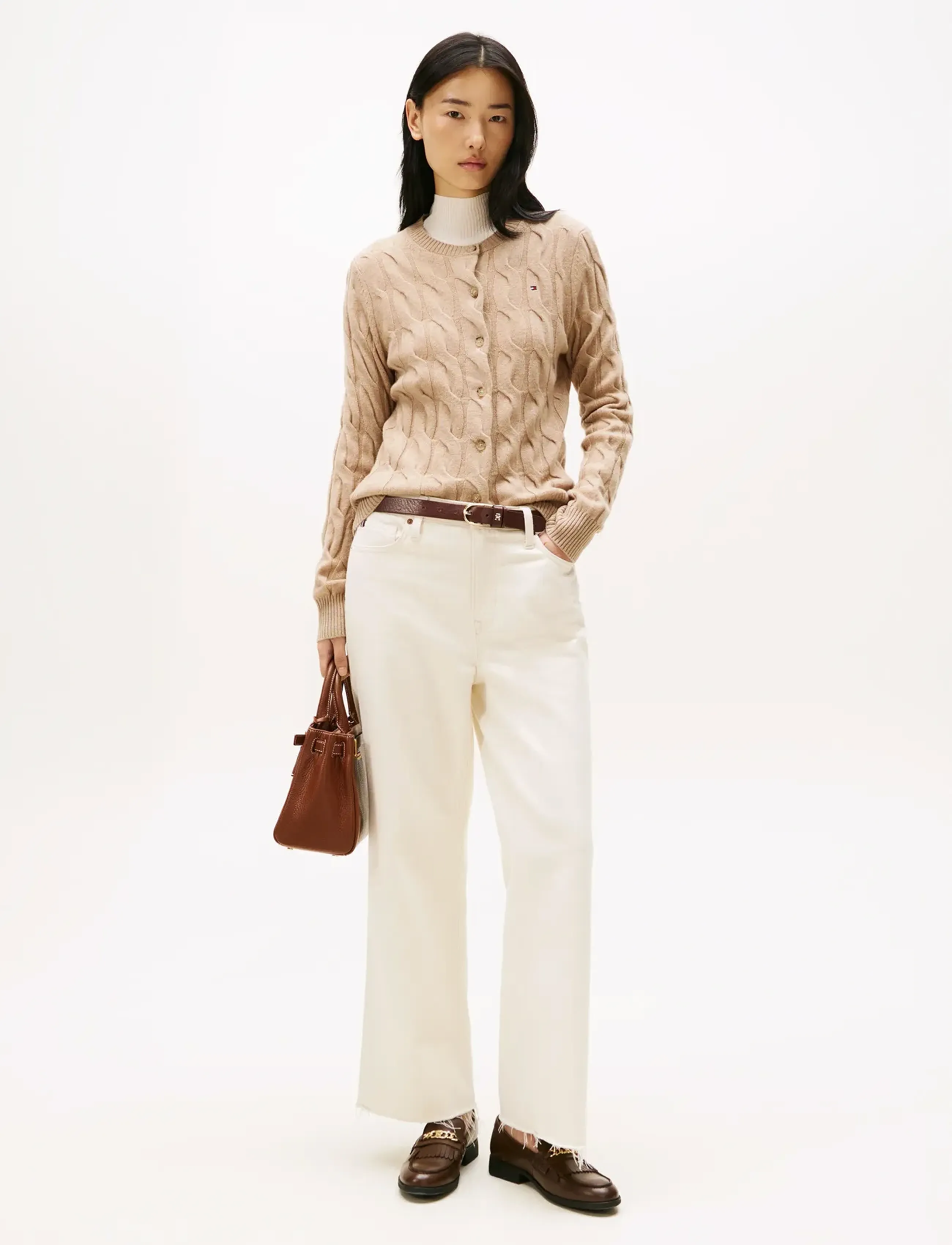 Tommy Hilfiger - SOFT WOOL CABLE C-NK LS CARDIGAN - cardigans - safari canvas heather - 2